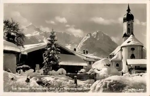 Ak Garmisch Partenkirchen in Oberbayern, Teilansicht, Wettersteingruppe, Winter