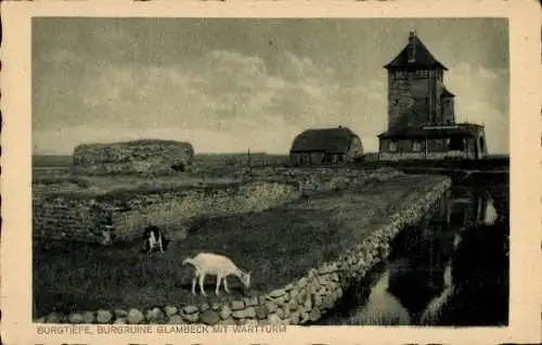 Ak Glambeck Angermünde in der Uckermark, Burgruine, Burgtiefe, Wartturm