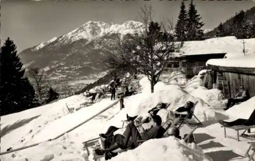 Ak Garmisch Partenkirchen in Oberbayern, Bergwirtschaft Gamshütte, Sonnenberg, Winter