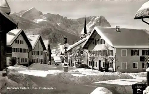 Ak Garmisch Partenkirchen in Oberbayern, Floriansplatz