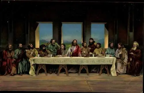 Ak Oberammergau in Oberbayern, Oberammergauer Passionsspiele, Abendmahl