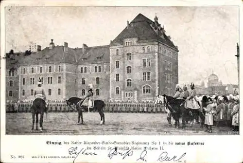 Ak Berlin Mitte, Neue Kaserne, Kaiser Alexander Garde Grenadier Regiments No 1, Kaiser Wilhelm II.