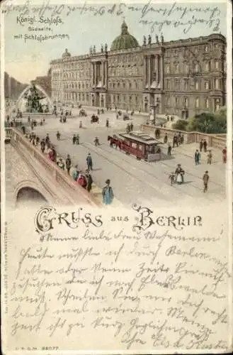 Halt gegen das Licht Litho Berlin, Königliches Schloss, Schlossbrunnen
