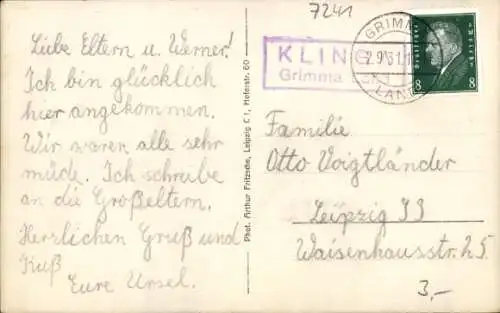 Ak Klinga Parthenstein in Sachsen, Jugendherberge