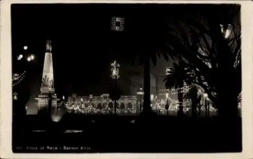 Ak Buenos Aires Argentinien, Plaza de Mayo bei Nacht