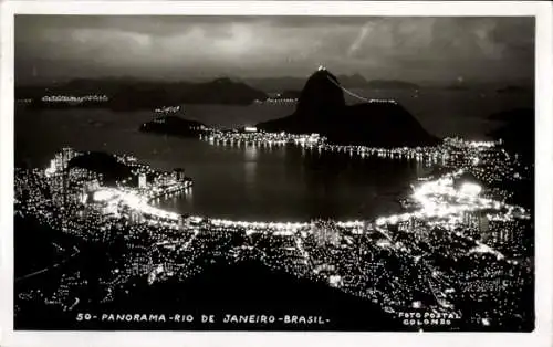 Ak Rio de Janeiro Brasilien, Panorama bei Nacht