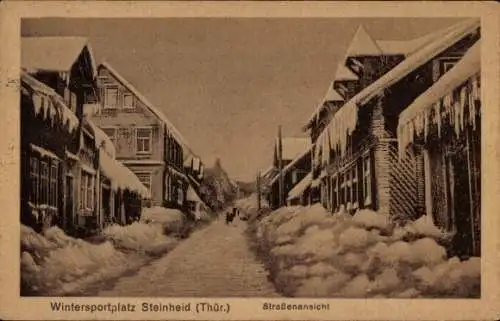 Ak Steinheid Neuhaus am Rennweg Thüringen, Straßenpartie im Winter