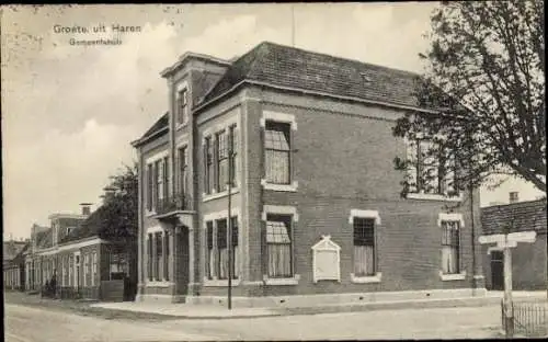 Ak Haren Groningen Niederlande, Rathaus