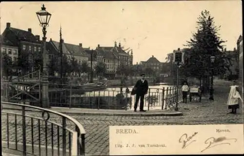 Ak Breda Nordbrabant Niederlande, Hafen, Brücke