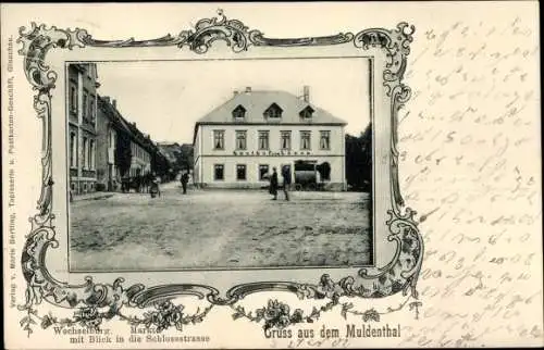 Passepartout Ak Wechselburg in Sachsen, Markt, Schlossstraße, Gasthof zum Löwen