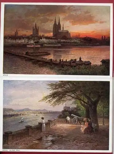 Set von 20 AK zusammenhängend Astudin Karten vom Rhein Ölgemälden 