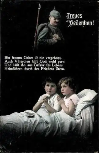 Set von 6 AK Treues Gedenken, Kinder im Bett, Soldat in Uniform, PFB 3542 1