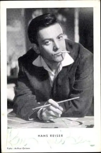 Ak Schauspieler Hans Reiser, Portrait, Autogramm, Zigarette