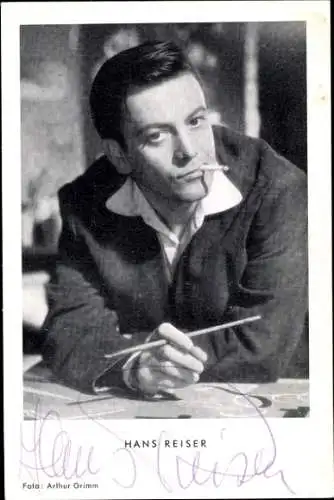 Ak Schauspieler Hans Reiser, Portrait, Autogramm, Zigarette