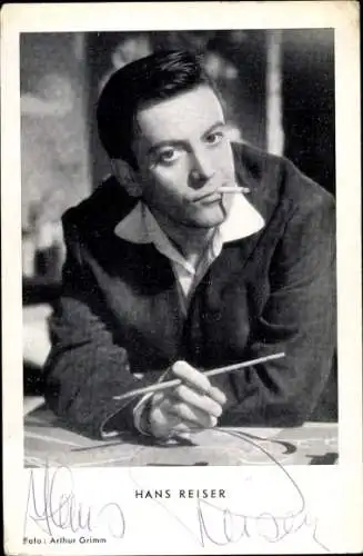Ak Schauspieler Hans Reiser, Portrait, Autogramm, Zigarette