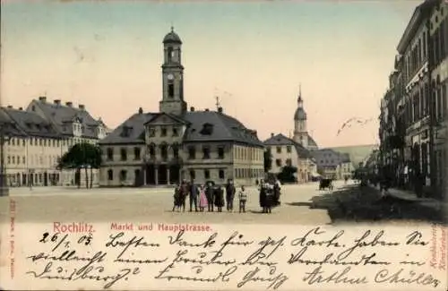 Ak Rochlitz an der Mulde Sachsen, Markt, Hauptstraße