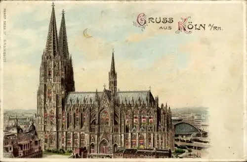 Halt gegen das Licht Litho Köln am Rhein, Dom