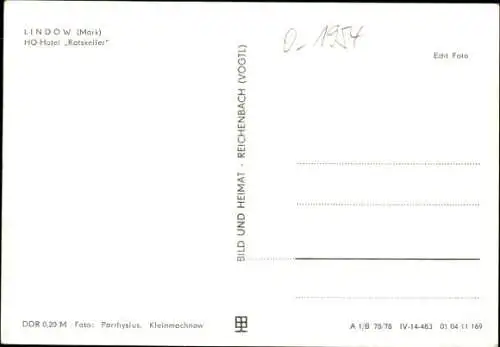 Ak Lindow in der Mark, HO-Hotel Ratskeller