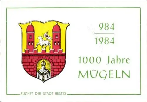 Wappen Ak Mügeln in Sachsen, 1000 Jahre, 984-1984