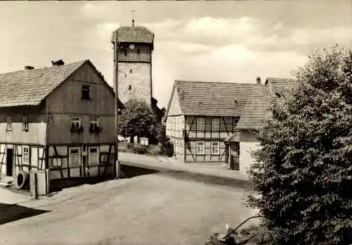 Ak Förtha Gerstungen in Thüringen, Blick zum Gasthaus Weißes Roß, Fachwerkhäuser