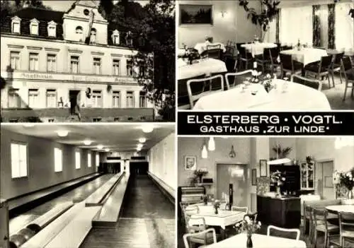 Ak Elsterberg im Vogtland, Gasthaus Zur Linde, Inneres, Kegelbahn