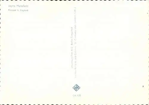 Ak Schauspielerin Jayne Mansfield, Pin Up, Portrait