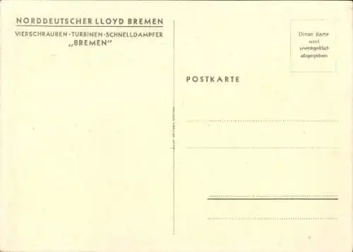 Künstler Ak Schmidt, Robert, NDL Vierschrauben Schnelldampfer Bremen