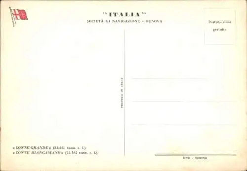 Ak Dampfer Conte Grande, Conte Biancamano, Societa di Navigazione Genova
