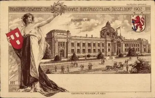 Wappen Litho Industrie- Gewerbe- und Kunst-Ausstellung Düsseldorf 1902, Kunstpalast