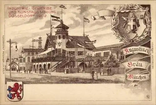 Litho Düsseldorf, Industrie- Gewerbe und Kunstausstellung, Ausschank Augustiner Bräu München