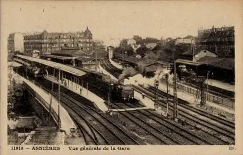 Ak Asnières sur Seine Hauts-de-Seine, Bahnhof, Gleisseite