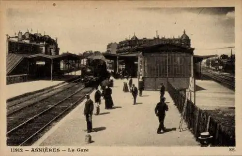 Ak Asnières sur Seine Hauts-de-Seine, Bahnhof, Gleisseite