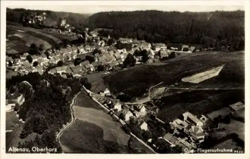 Ak Altenau Clausthal Zellerfeld im Oberharz, Totalansicht, Fliegeraufnahme