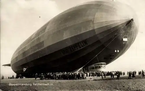 Ak Reichenbach im Vogtland, Landung Luftschiff LZ 127 Graf Zeppelin