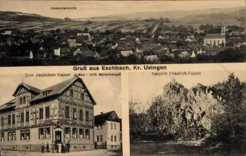 Ak Eschbach Usingen, Gesamtansicht, Kaiserin-Friedrich-Felsen, Gasthof Zum deutschen Kaiser