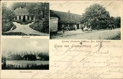 Ak Lindewitt in Schleswig-Holstein, Gasthof Lindewitt-Zollhaus, Försterei, Wassermühle