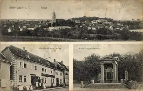 Ak Usingen im Taunus Hessen, Gesamtansicht, Kreiskriegerdenkmal, Gasthaus zum Adler