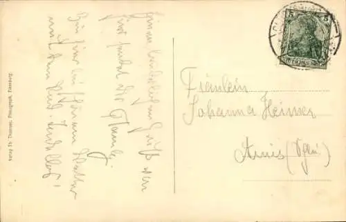 Ak Johannisberg Glücksburg an der Ostsee, Hotel, Mann mit Fahrrad