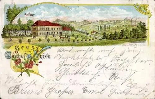 Litho Ninive Herrnhut in Sachsen, Gesamtansicht, Gasthof