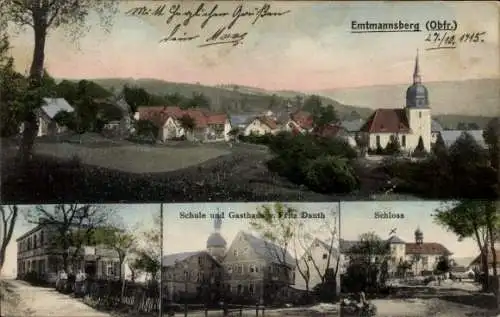 Ak Emtmannsberg in Oberfranken, Schule, Schloss, Gasthaus