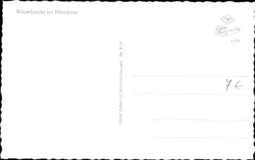 Ak Deutsche Kriegsschiffe, Räumboote im Manöver