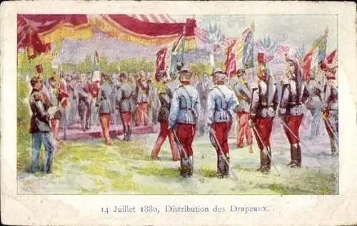 Ak Distribution of Flags, 14. Juli 1880