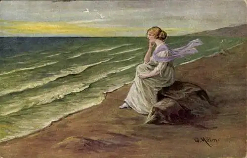 Künstler Ak Holm, W., Frau vom Meere, Strand