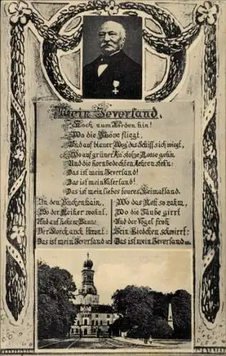 Passepartout Ak Gedicht Mein Vaterland, Hoch zum Norden hin...