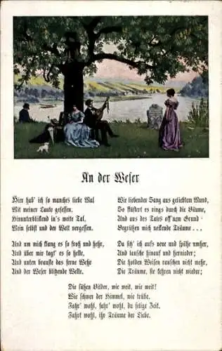 Lied Ak An der Weser, Musizierender Mann, Laute