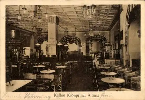 Ak Hamburg Altona, Blick in das Cafe Kronprinz, Inneneinrichtung
