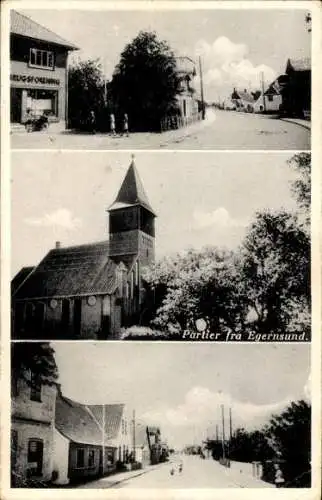 Ak Egernsund Ekensund Dänemark, Straßenpartie, Kirche