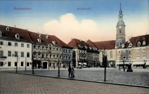 Ak Großenhain in Sachsen, Blick auf den Hauptmarkt