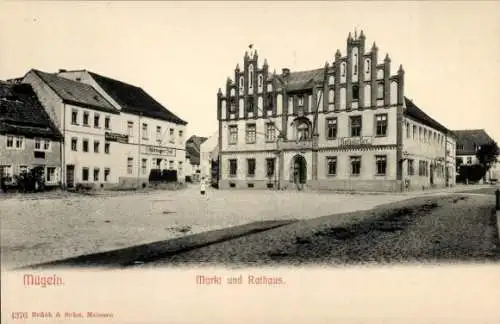 Ak Mügeln in Sachsen, Rathaus, Markt