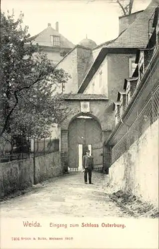 Ak Weida in Thüringen, Eingang zum Schloss Osterburg